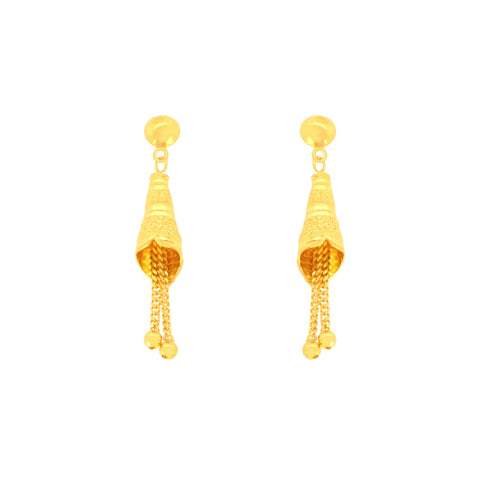 22k Yellow Gold Dangler Large Earrings with gold weight of 4.87g