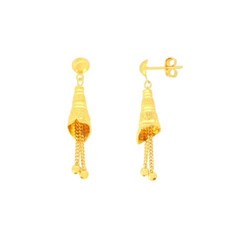 22k Yellow Gold Dangler Large Earrings with gold weight of 4.87g