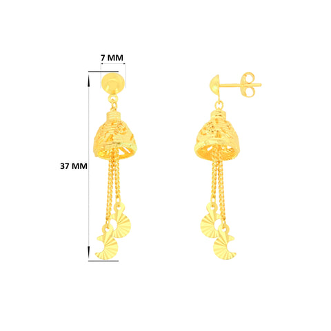 22k Yellow Gold Dangler Large Earrings with gold weight of 5.1g