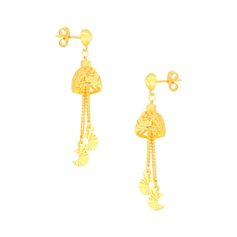 22k Yellow Gold Dangler Large Earrings with gold weight of 5.1g