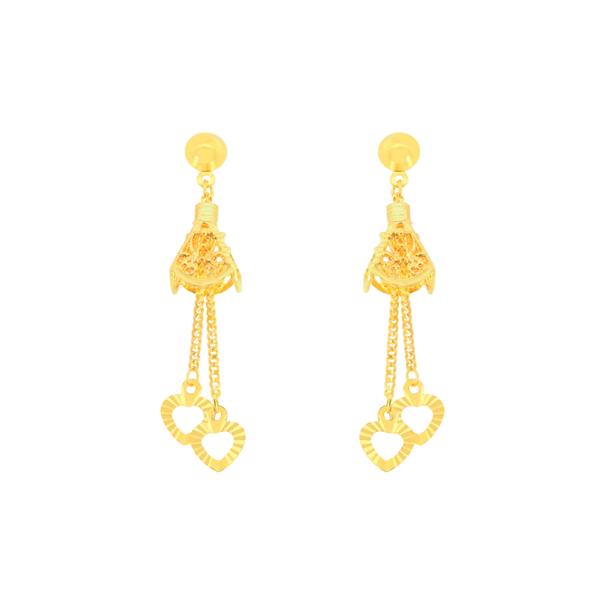 22k Yellow Gold Dangler Large Earrings with gold weight of 5.12g