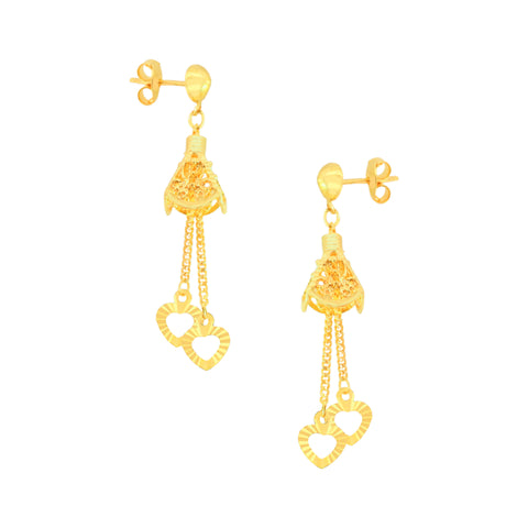 22k Yellow Gold Dangler Large Earrings with gold weight of 5.12g