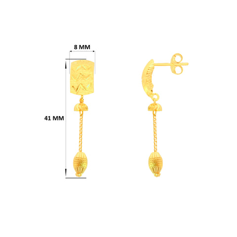 22k Yellow Gold Dangler Large Earrings with gold weight of 4.97g
