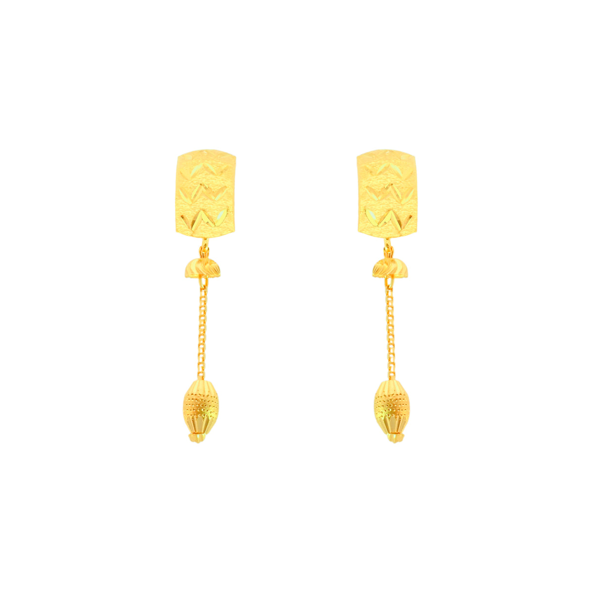 22k Yellow Gold Dangler Large Earrings with gold weight of 4.97g