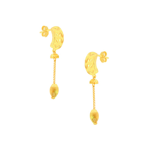 22k Yellow Gold Dangler Large Earrings with gold weight of 4.97g