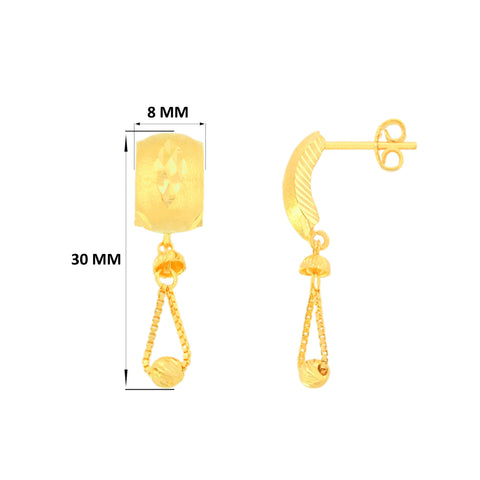 22k Yellow Gold Dangler Large Earrings with gold weight of 3.62g