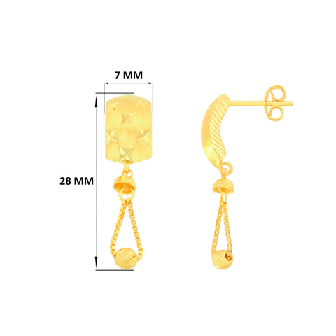 22k Yellow Gold Dangler Large Earrings with gold weight of 3.46g