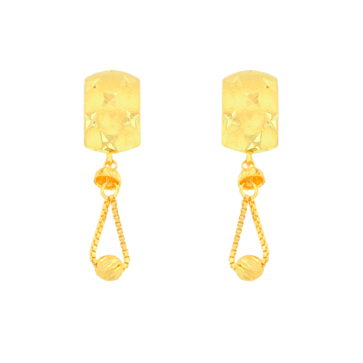 22k Yellow Gold Dangler Large Earrings with gold weight of 3.46g