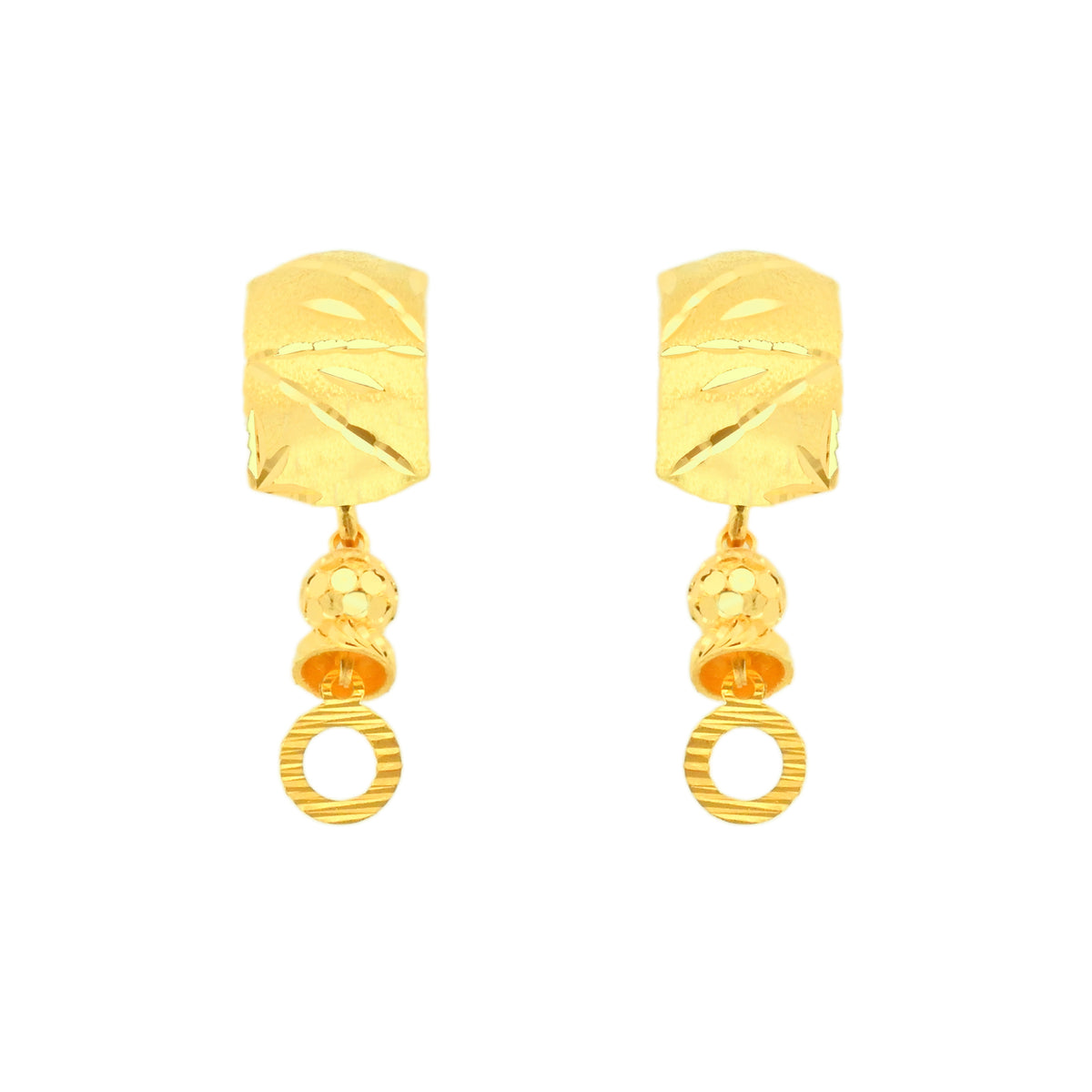 22k Yellow Gold Dangler Large Earrings with gold weight of 3.11g