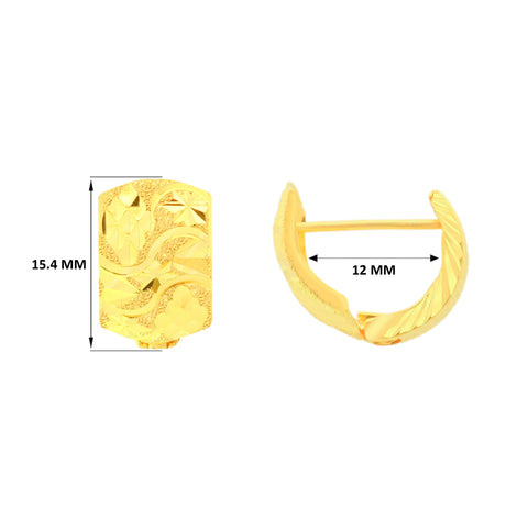 22k Yellow Gold Hoop Medium Earrings with gold weight of 3.72g