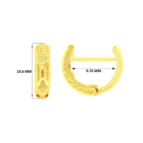 22k Yellow Gold Hoop Medium Earrings with gold weight of 2.2g