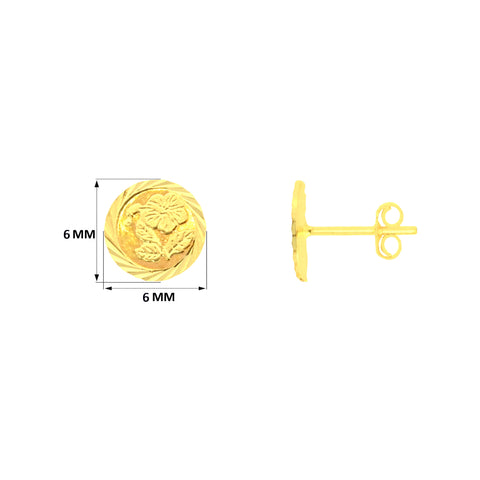 22K Yellow Gold Floral Pendant and Earrings Set