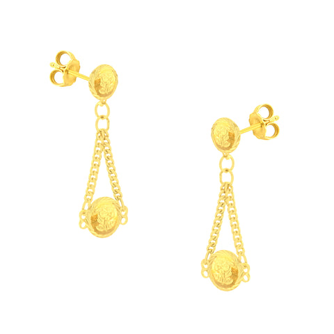 22k Yellow Gold Dangler Large Earrings with gold weight of 2.9g