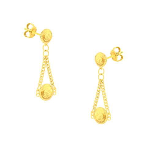 22k Yellow Gold Dangler Large Earrings with gold weight of 2.9g