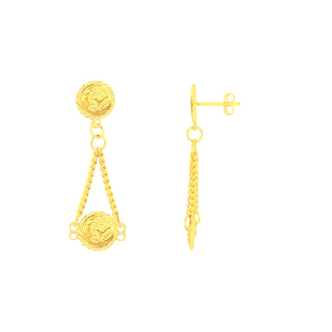 22k Yellow Gold Dangler Large Earrings with gold weight of 2.9g