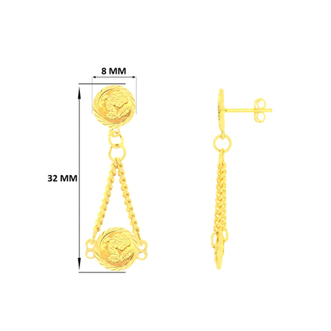 22k Yellow Gold Dangler Large Earrings with gold weight of 2.9g