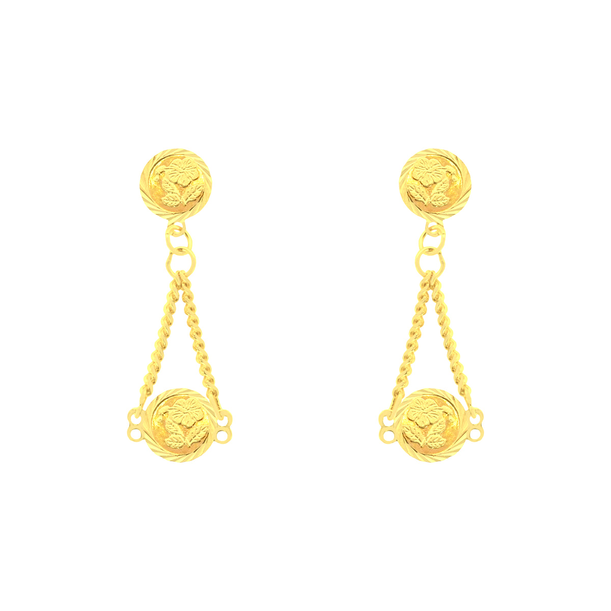 22k Yellow Gold Dangler Large Earrings with gold weight of 2.9g