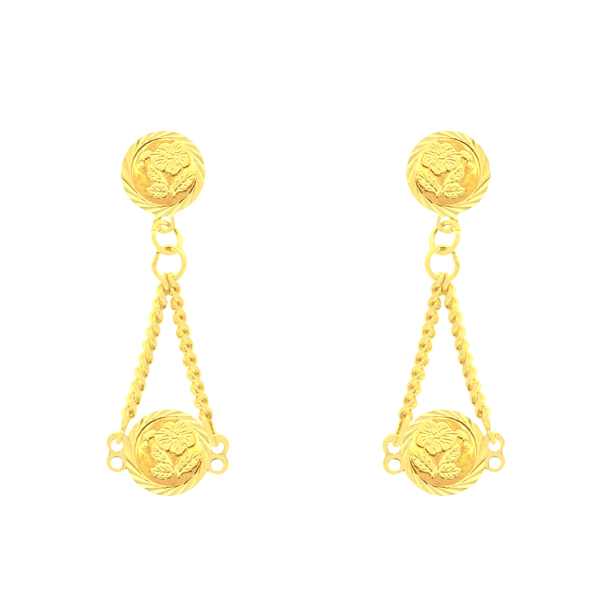 22k Yellow Gold Dangler Large Earrings with gold weight of 2.9g