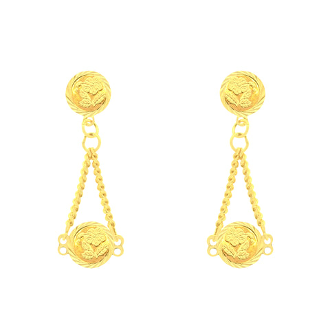 22k Yellow Gold Dangler Large Earrings with gold weight of 2.9g