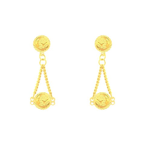 22k Yellow Gold Dangler Large Earrings with gold weight of 2.9g