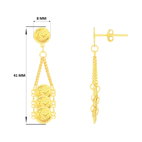 22k Yellow Gold Dangler Large Earrings with gold weight of 4.53g