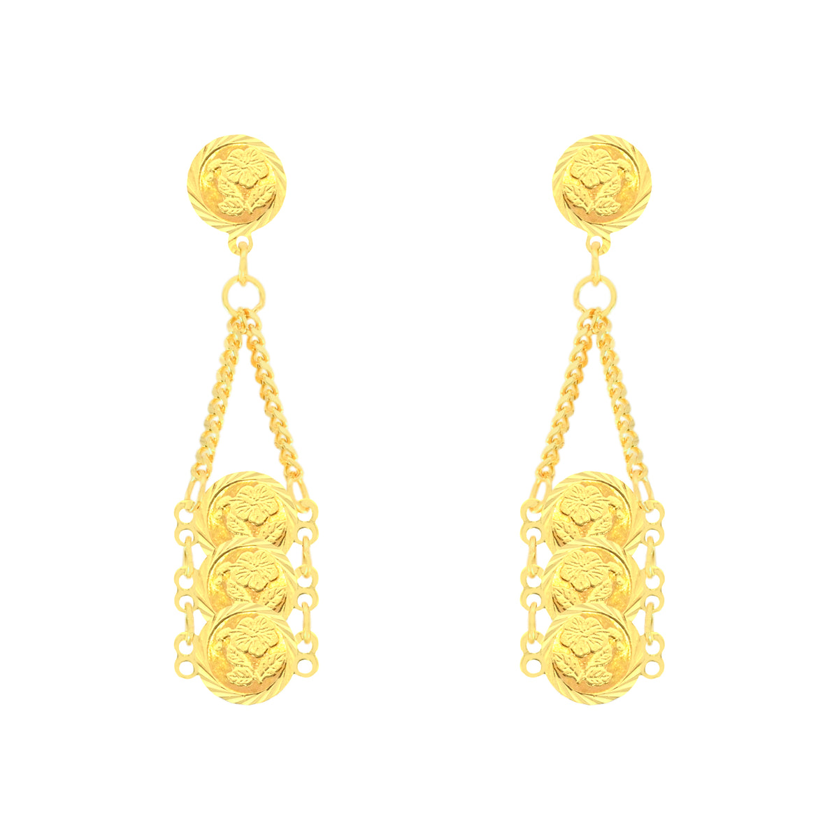 22k Yellow Gold Dangler Large Earrings with gold weight of 4.53g