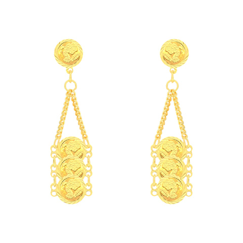 22k Yellow Gold Dangler Large Earrings with gold weight of 4.53g
