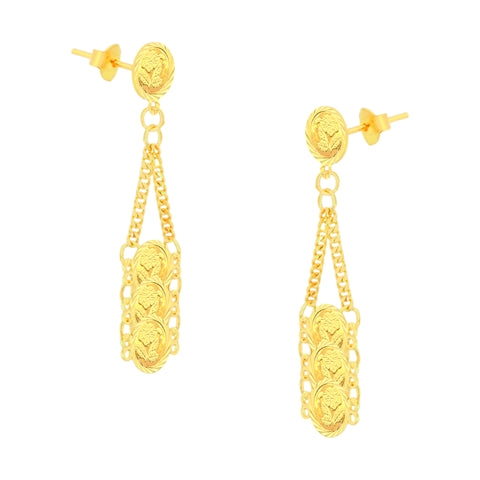 22k Yellow Gold Dangler Large Earrings with gold weight of 4.55g