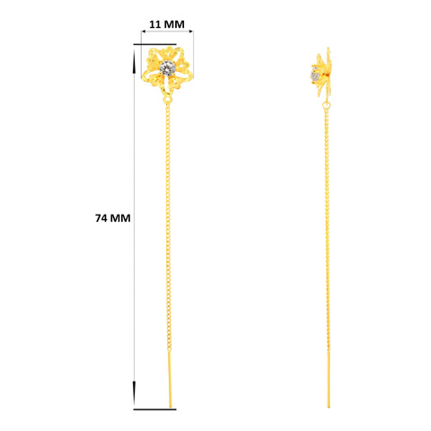22k Yellow Gold Sui-Dhaga Large Earrings with gold weight of 1.74g
