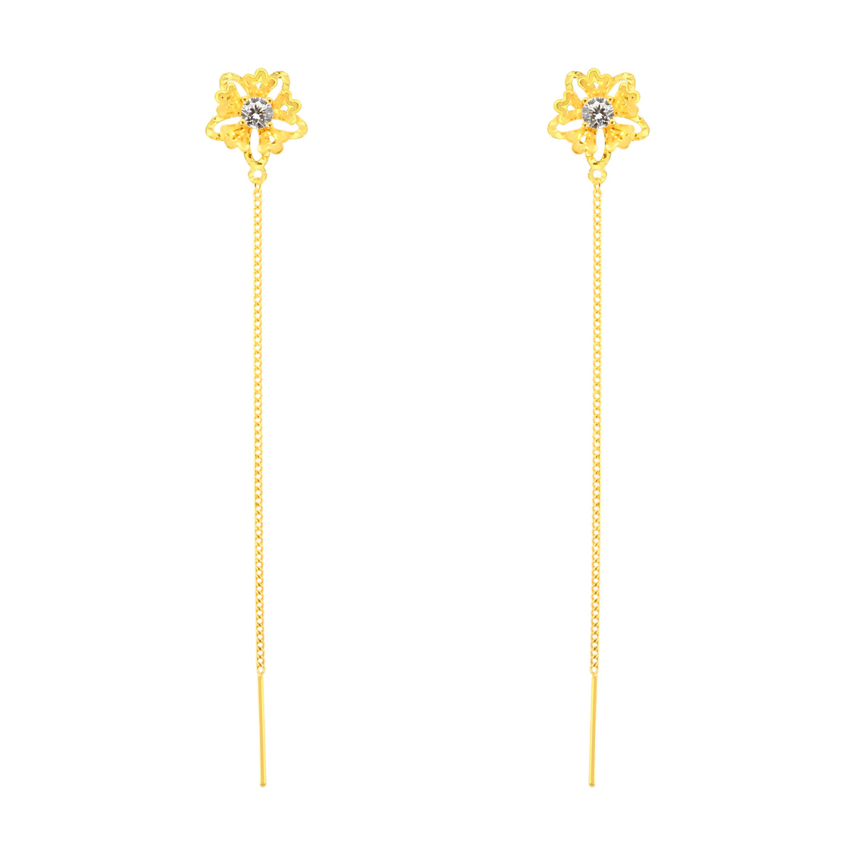 22k Yellow Gold Sui-Dhaga Large Earrings with gold weight of 1.74g
