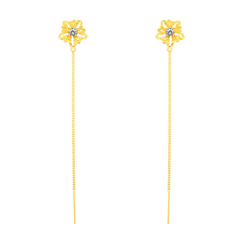 22k Yellow Gold Sui-Dhaga Large Earrings with gold weight of 1.74g