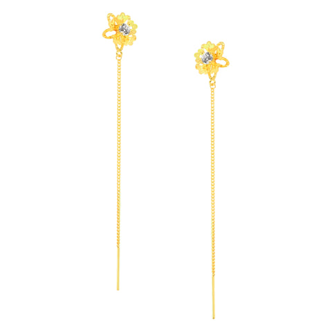 22k Yellow Gold Sui-Dhaga Large Earrings with gold weight of 1.74g