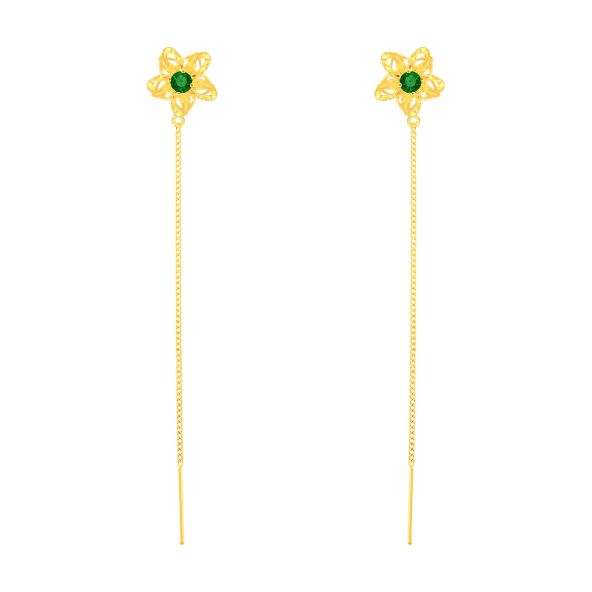 22k Yellow Gold Sui-Dhaga Large Earrings with gold weight of 1.66g