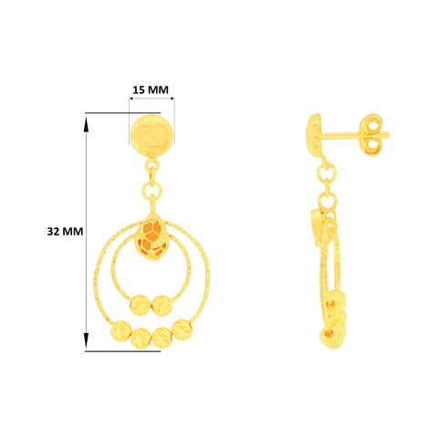 22k Yellow Gold Dangler Large Earrings with gold weight of 4.42g