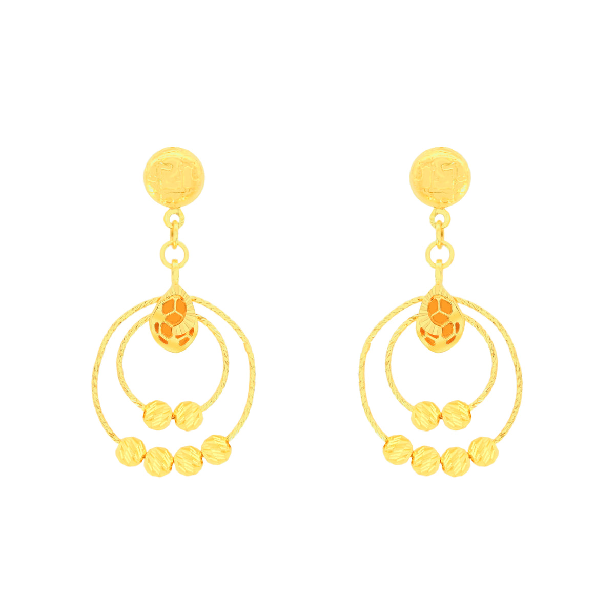22k Yellow Gold Dangler Large Earrings with gold weight of 4.42g