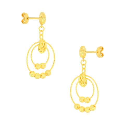 22k Yellow Gold Dangler Large Earrings with gold weight of 4.42g