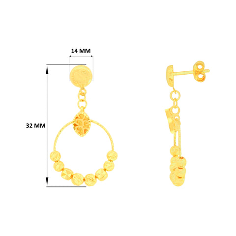 22k Yellow Gold Dangler Large Earrings with gold weight of 4.98g