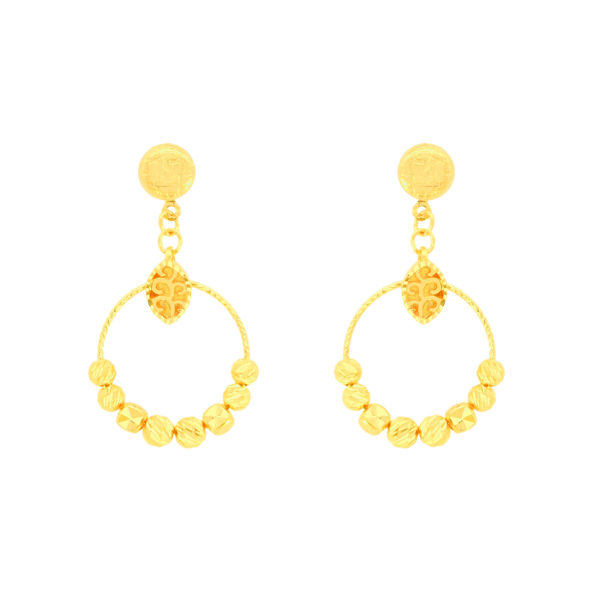 22k Yellow Gold Dangler Large Earrings with gold weight of 4.98g