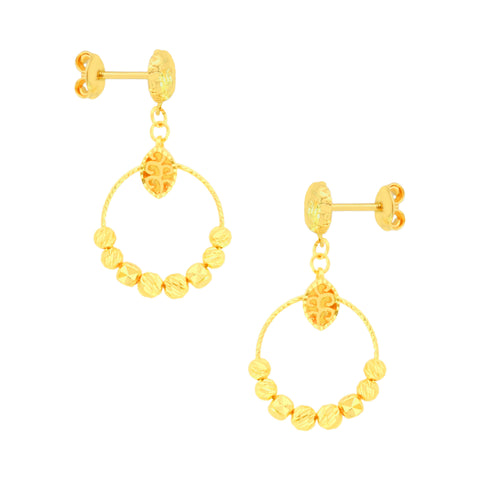 22k Yellow Gold Dangler Large Earrings with gold weight of 4.98g
