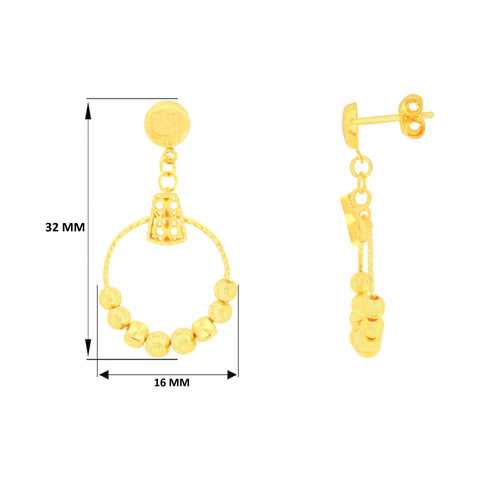 22k Yellow Gold Dangler Large Earrings with gold weight of 4.84g