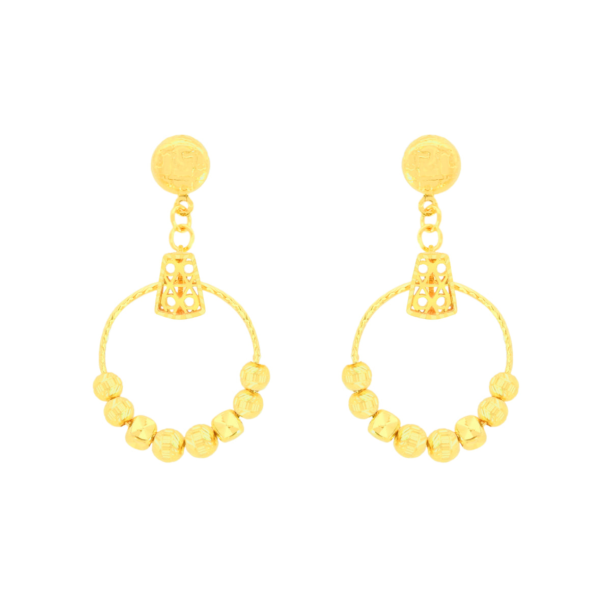 22k Yellow Gold Dangler Large Earrings with gold weight of 4.84g