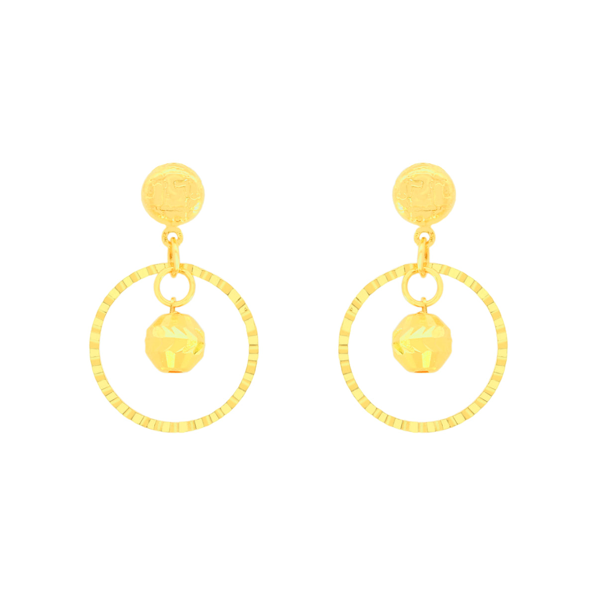 22k Yellow Gold Dangler Large Earrings with gold weight of 3.16g