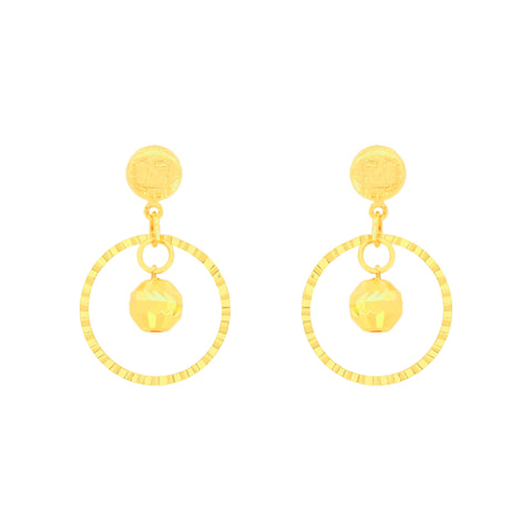 22k Yellow Gold Dangler Large Earrings with gold weight of 3.16g