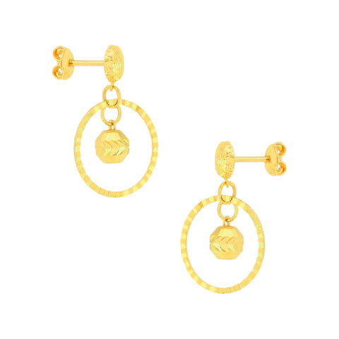 22k Yellow Gold Dangler Large Earrings with gold weight of 3.16g