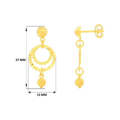 22k Yellow Gold Dangler Large Earrings with gold weight of 2.87g