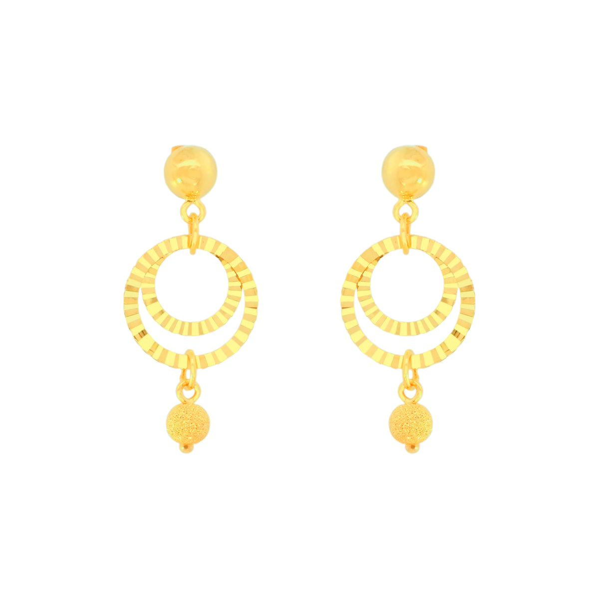 22k Yellow Gold Dangler Large Earrings with gold weight of 2.87g