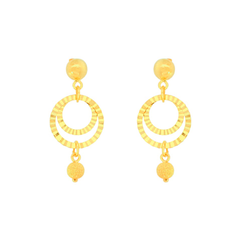 22k Yellow Gold Dangler Large Earrings with gold weight of 2.87g