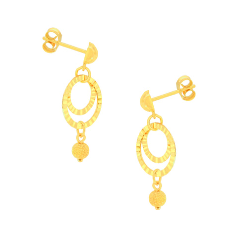 22k Yellow Gold Dangler Large Earrings with gold weight of 2.87g