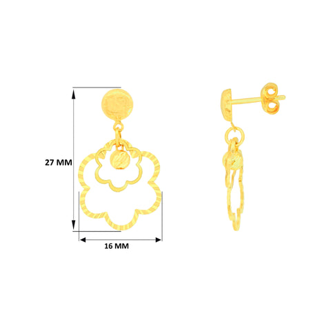 22k Yellow Gold Dangler Large Earrings with gold weight of 3g
