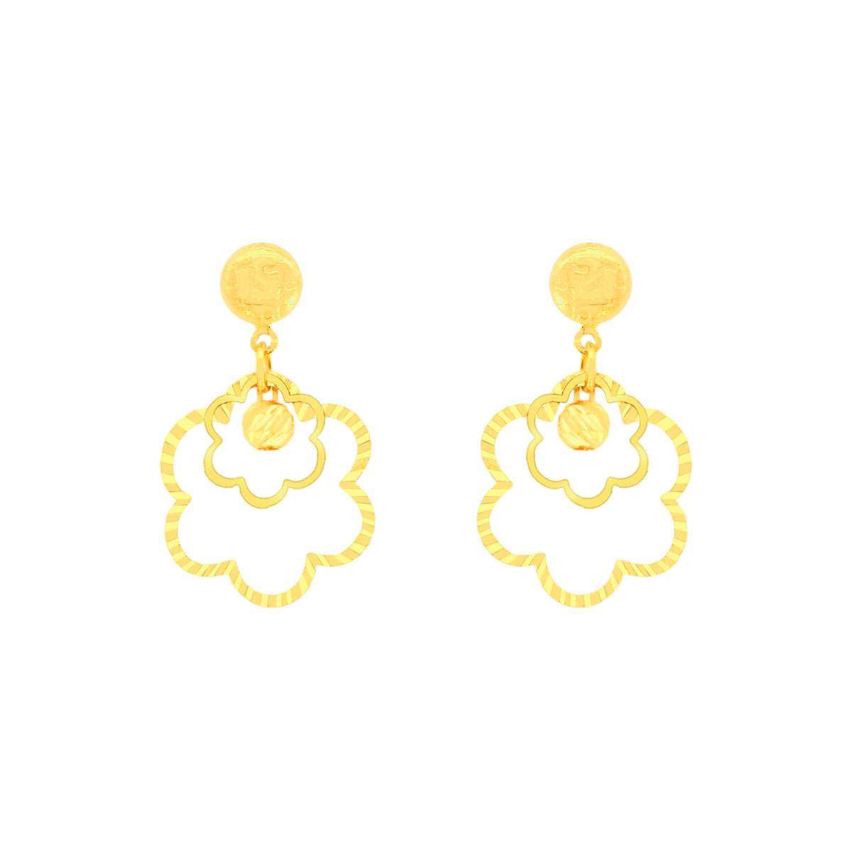 22k Yellow Gold Dangler Large Earrings with gold weight of 3g